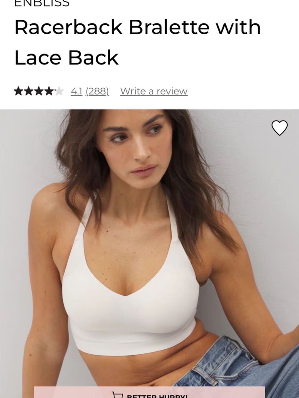 Soma Enbliss Racerback Lace-Back Bralette size large